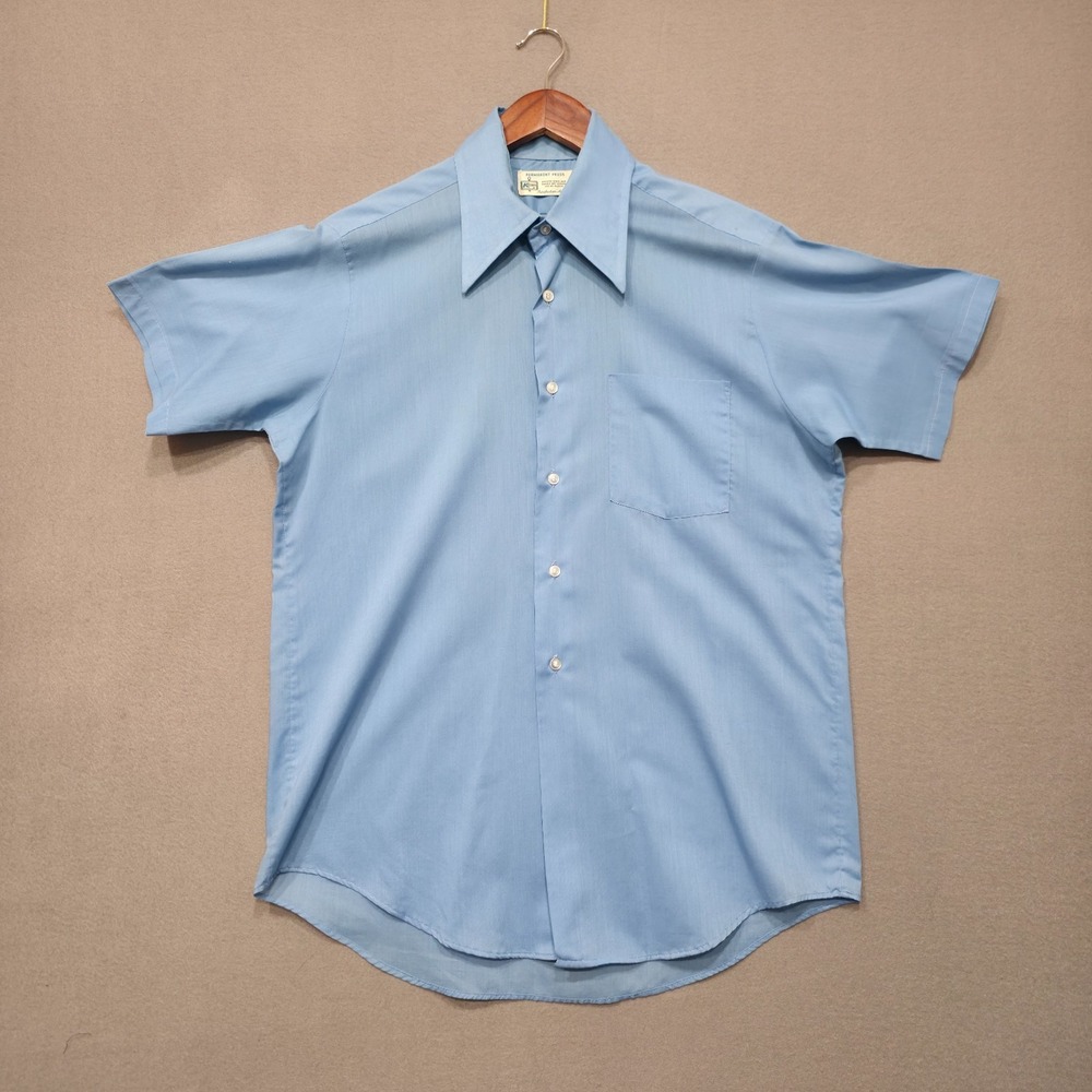 Vintage Kmart‎ Men's Blue Short Sleeve ButtonUp Shirt Size Large